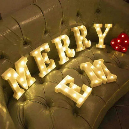 LED Night Light A-Z 0-9 Battery Lamp Wedding Party Decor