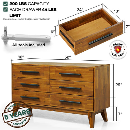 Acacia Legacy Solid Wood Dresser for Timeless Elegance and Durability