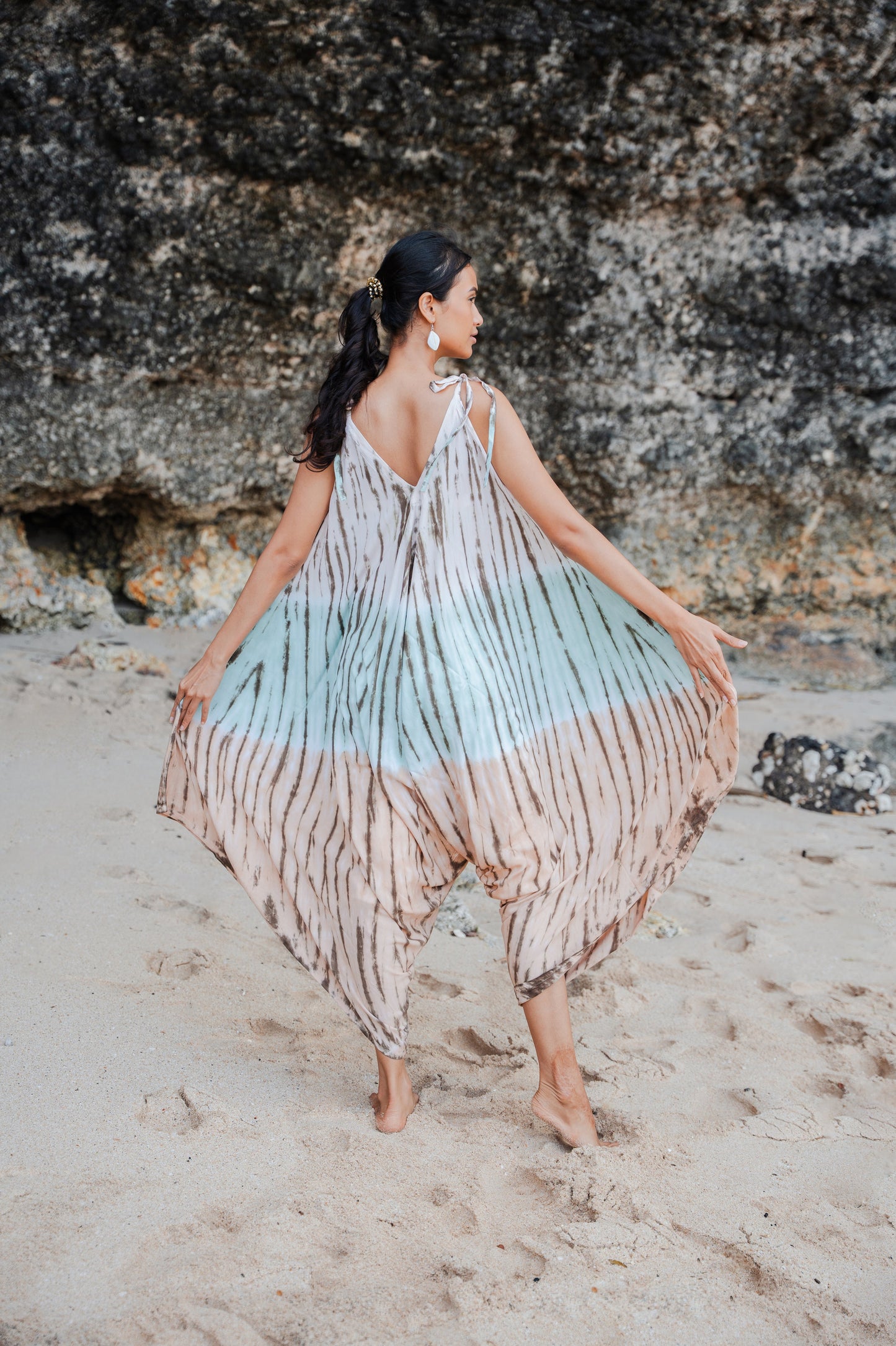 Tie Dye Lapis Ombre Romper - Mint & Brown