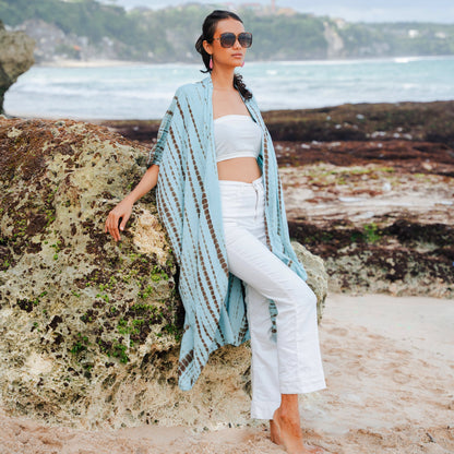 Simple Bone Tie Dye Kimono - Mint