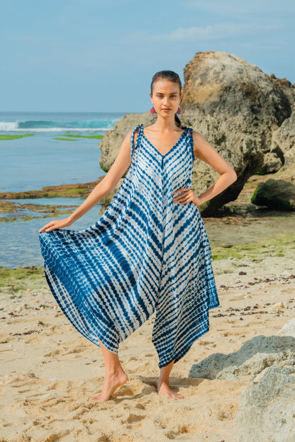 Grenouillère tie-dye Bone - Bleu marine et blanc