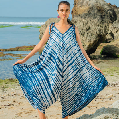 Grenouillère tie-dye Bone - Bleu marine et blanc