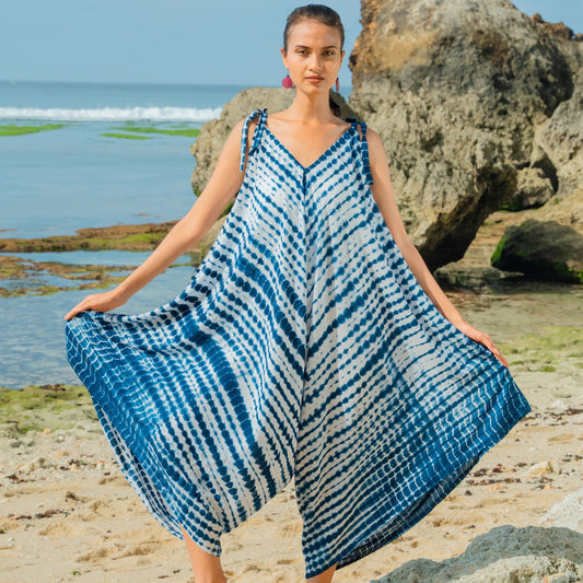 Bone Tie Dye Romper - Navy & White