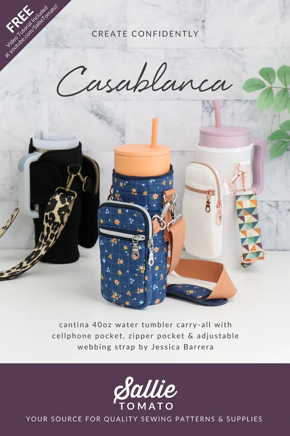 Sallie Tomato - Casablanca Waterbottle/Cell Phone Carrier Pattern