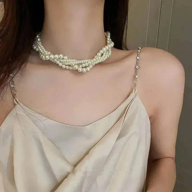 Collier Ras du Cou Multicouche pour Femme