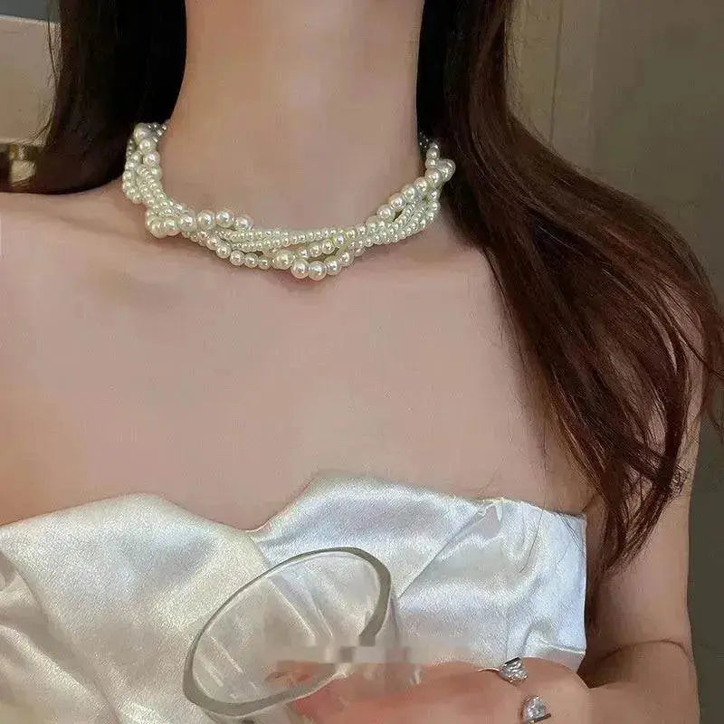 Collier Ras du Cou Multicouche pour Femme