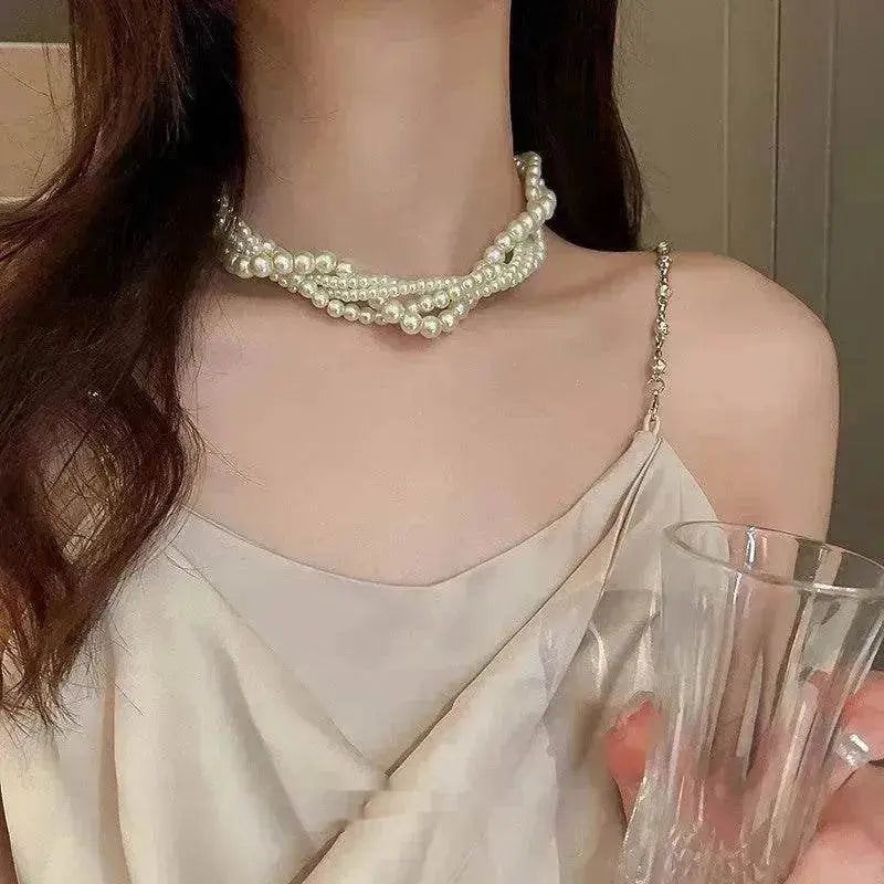 Collier Ras du Cou Multicouche pour Femme