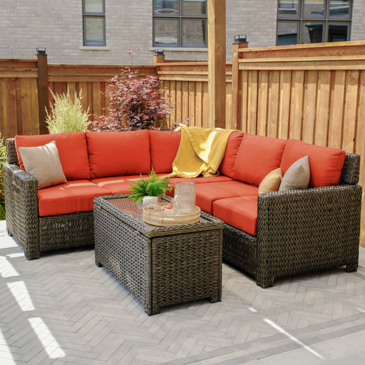 Ensemble sectionnel d'extérieur en osier 6 pièces Laguna Point avec table basse