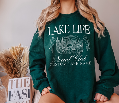 Lake Life Social Club Unisex Crewneck Sweatshirt | Lake Apparel | Camping Clothing