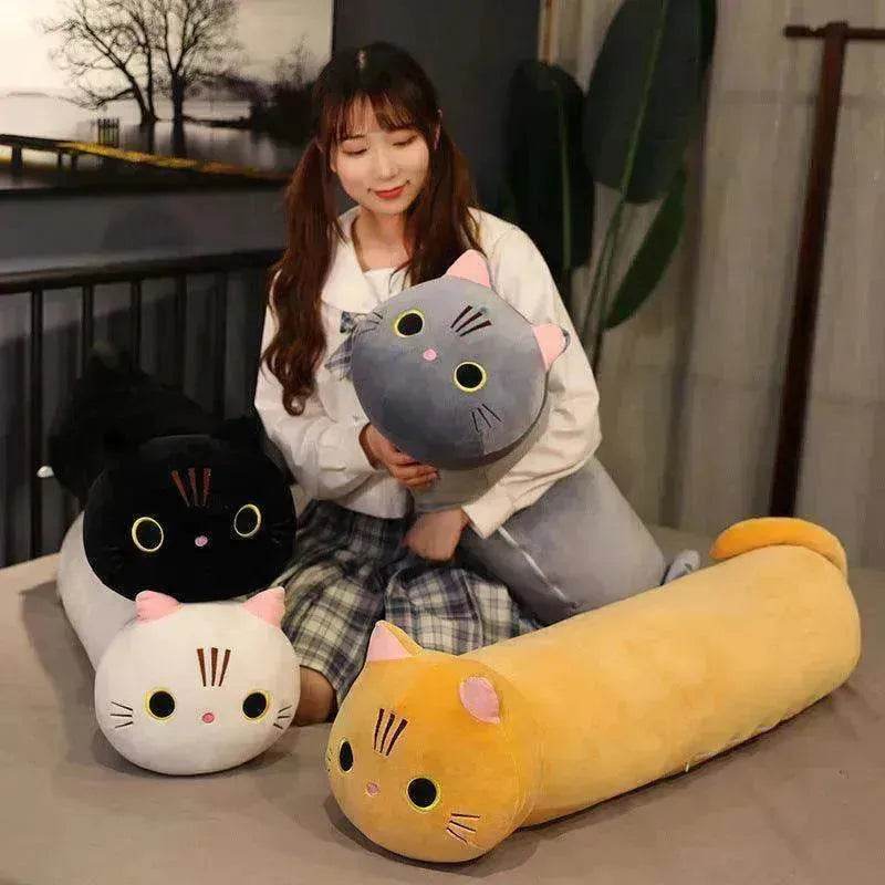 Grande taille dessin animé chat en peluche jouets en tissu poupée longue oreiller coussin animal