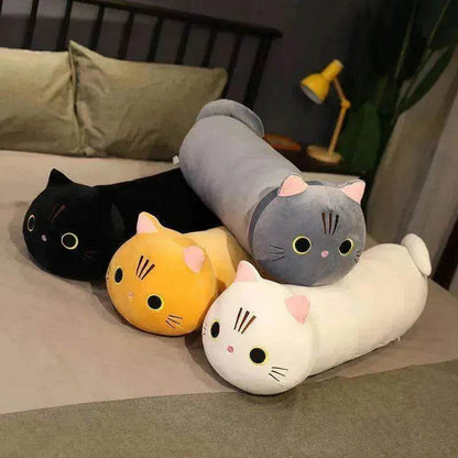 Grande taille dessin animé chat en peluche jouets en tissu poupée longue oreiller coussin animal