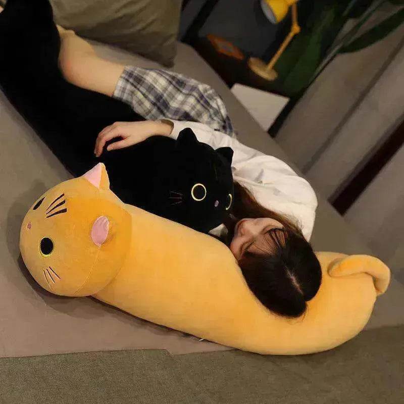 Grande taille dessin animé chat en peluche jouets en tissu poupée longue oreiller coussin animal