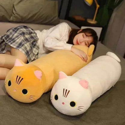 Grande taille dessin animé chat en peluche jouets en tissu poupée longue oreiller coussin animal