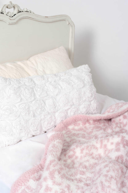 Couverture de lit double imprimé léopard rose et blanc