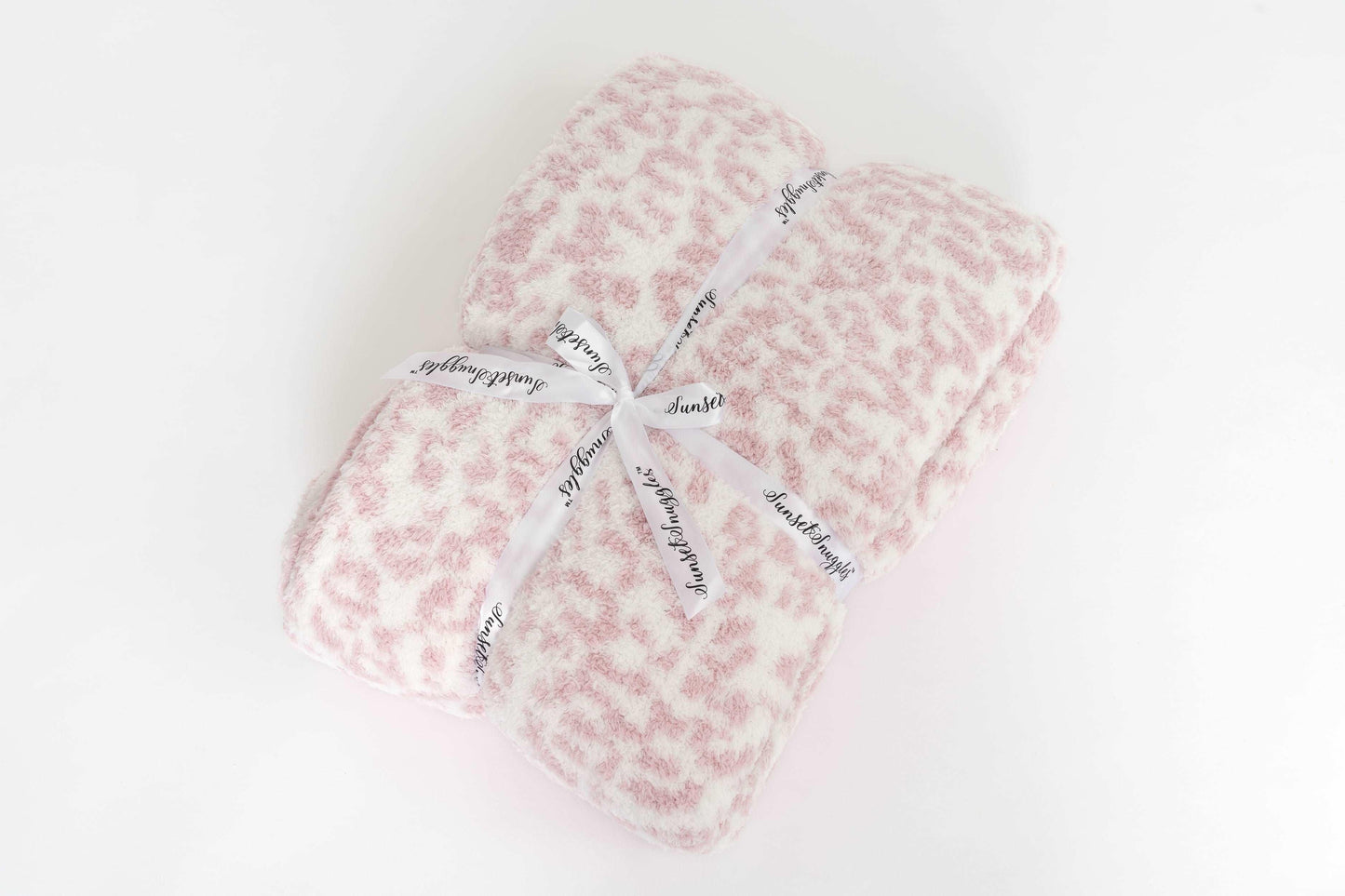 Couverture de lit double imprimé léopard rose et blanc