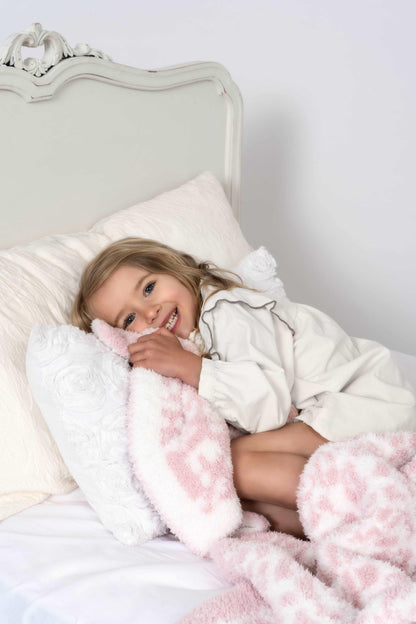 Couverture de lit double imprimé léopard rose et blanc
