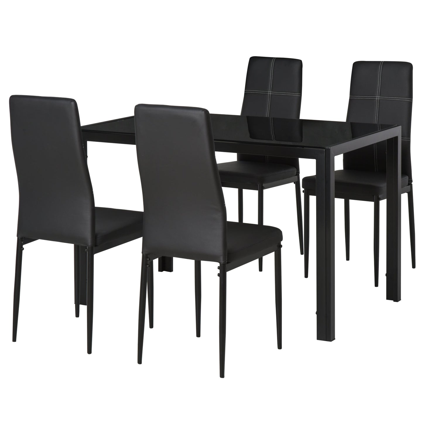 Zaya 5-Piece Rectangular Glass Dining Set for Small Spaces-Black