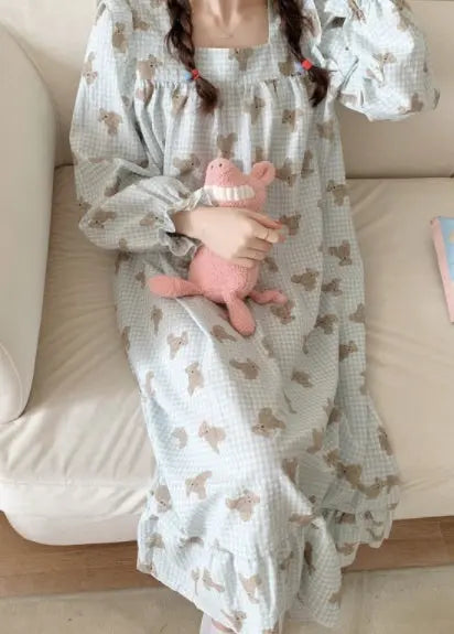 Long Sleeved Pullover Plaid Pajamas For Women