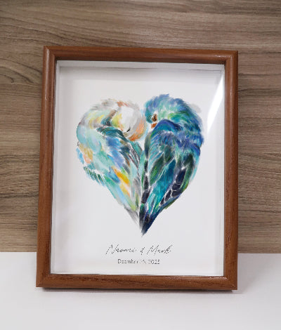 Personalized Unique Wedding Gift: Lovebird Painting for Couples