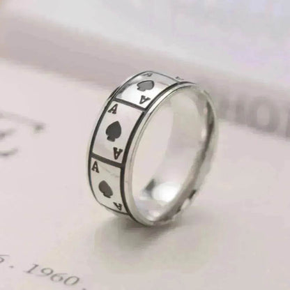 Lucky Of Spades Titanium Steel Magic Playing Card Stainless Steel Ring