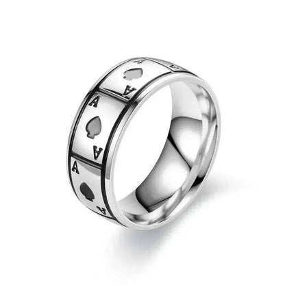 Lucky Of Spades Titanium Steel Magic Playing Card Stainless Steel Ring