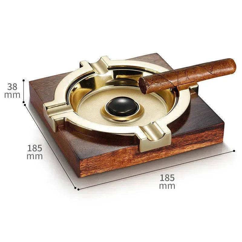 Cendrier à cigares de luxe en bois et acier inoxydable