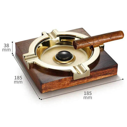 Cendrier à cigares de luxe en bois et acier inoxydable