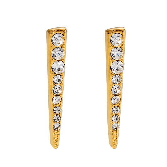 MAGNOLIA Gold : Clous d'oreilles minimalistes en forme de barre sertie de zircons pavés