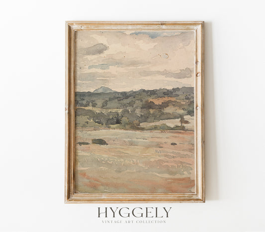Vintage Watercolor Landscape Art Print L0112