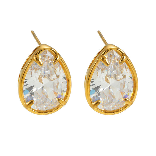 MARTHA Gold : Puces d'oreilles goutte Moissanite (Alternative au Diamant)