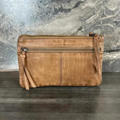 MET Leather Crossbody Bag with Dual Front Zipper Pockets