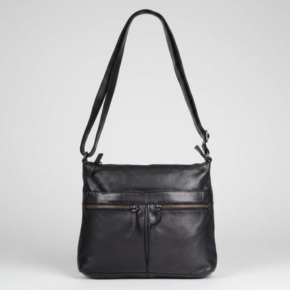 Sac bandoulière en cuir MET avec deux poches zippées