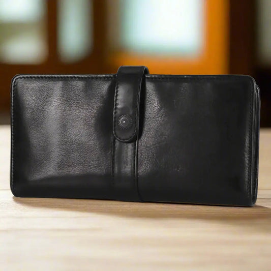 Portefeuille en cuir à bouton-pression MET pour femme