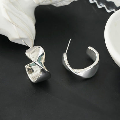 MILROSTA Silver Toned (White Gold): Industrial-Chic Earrings – Modern Elegance Redefined