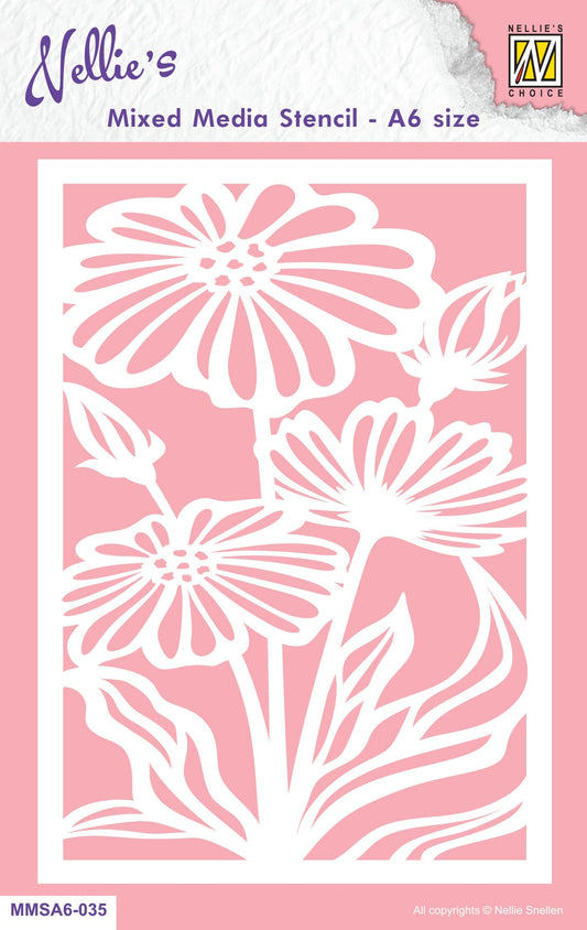 Nellie's Choice Mixed Media Stencil A6 Size - Flowers-2