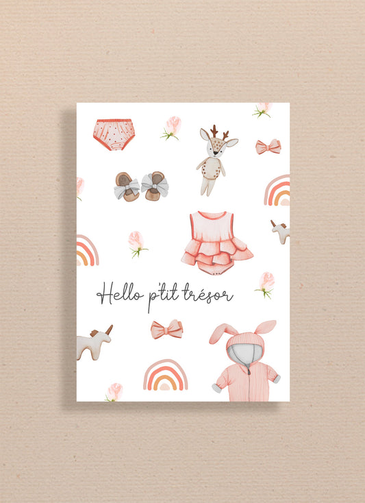 Carte 5x7" naissance - bébé fille