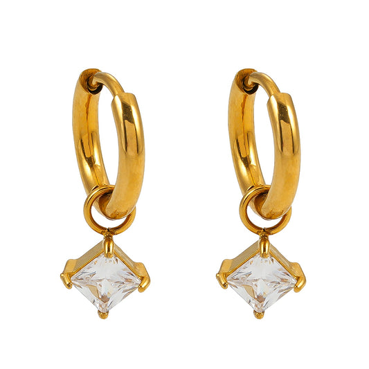 Créoles d'inspiration vintage MORANDI Gold avec breloques amovibles en moissanite