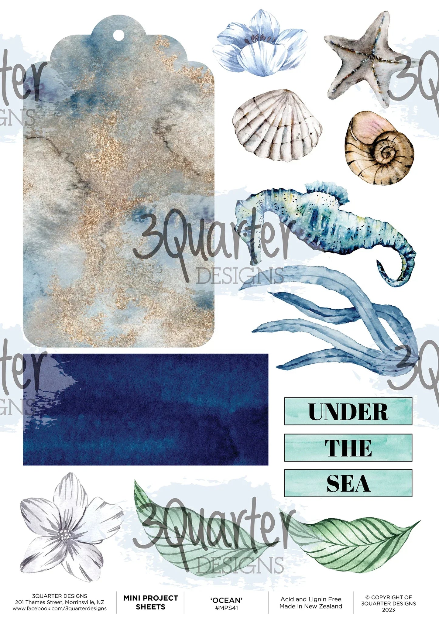 3Quarter Designs - Ocean Lovers - Mini Project Sheet