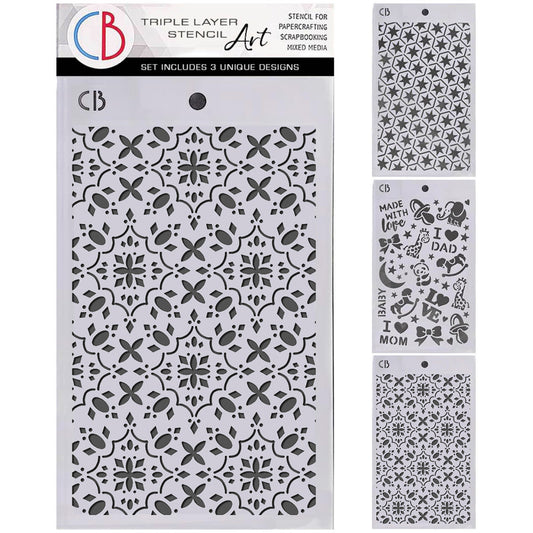 Toy Shop Stencil Mix 5"X8"– Triple Layer Set (3 Unique Designs)