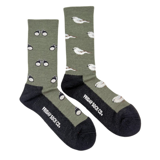 Friday Sock Co Chaussettes pour hommes en laine mérinos motif oiseaux et observation d'oiseaux