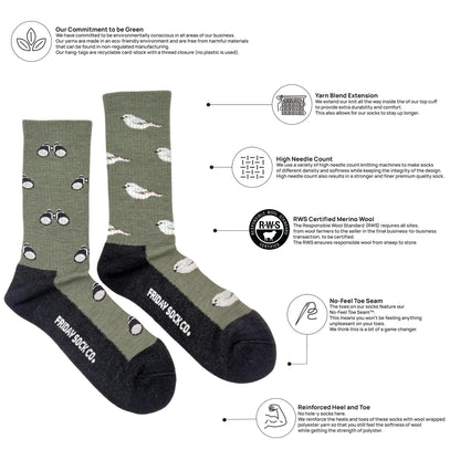 Friday Sock Co Men's Bird & Birdwatching Merino Wool Socks