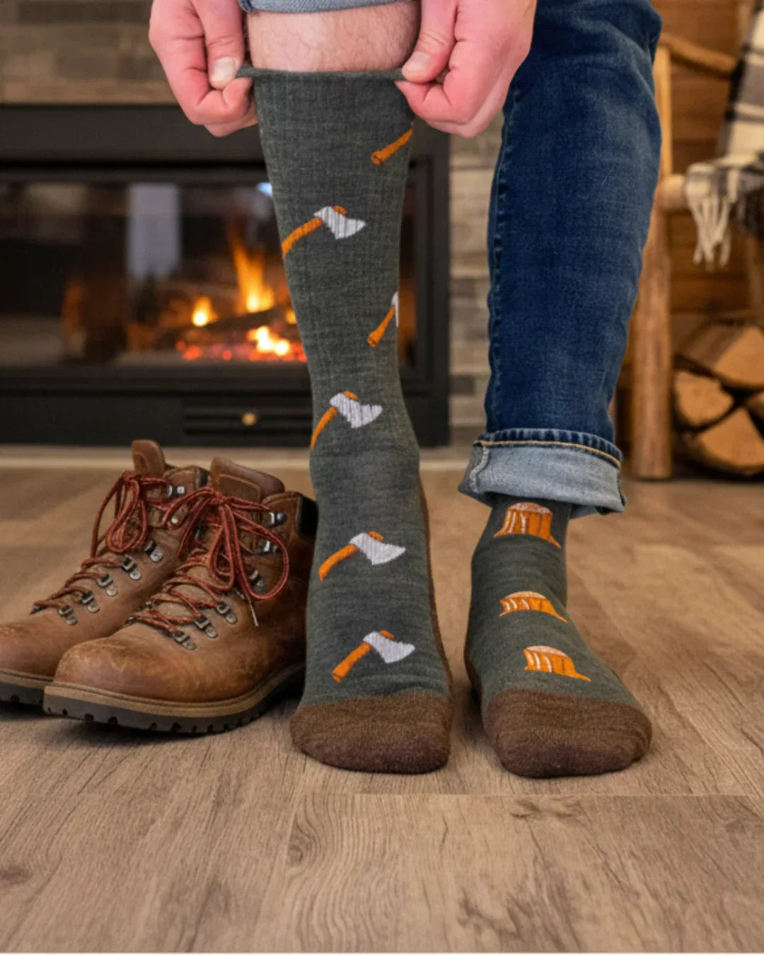 Friday Sock Co Men's Axe & Tree Merino Wool Socks