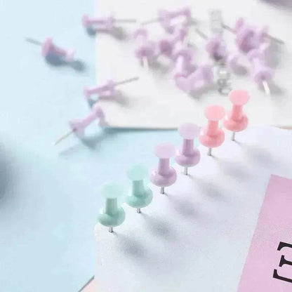 Macaron Color Boxed Push Pin Simple Creative Large Small Size Plastic Pushpin Office Supplies