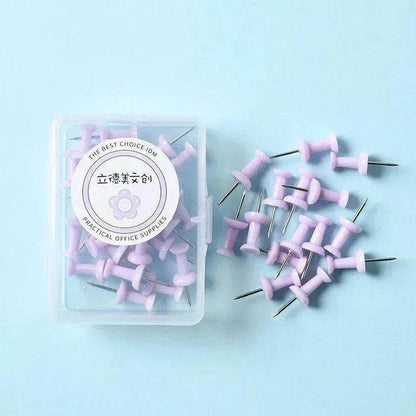 Macaron Color Boxed Push Pin Simple Creative Large Small Size Plastic Pushpin Office Supplies
