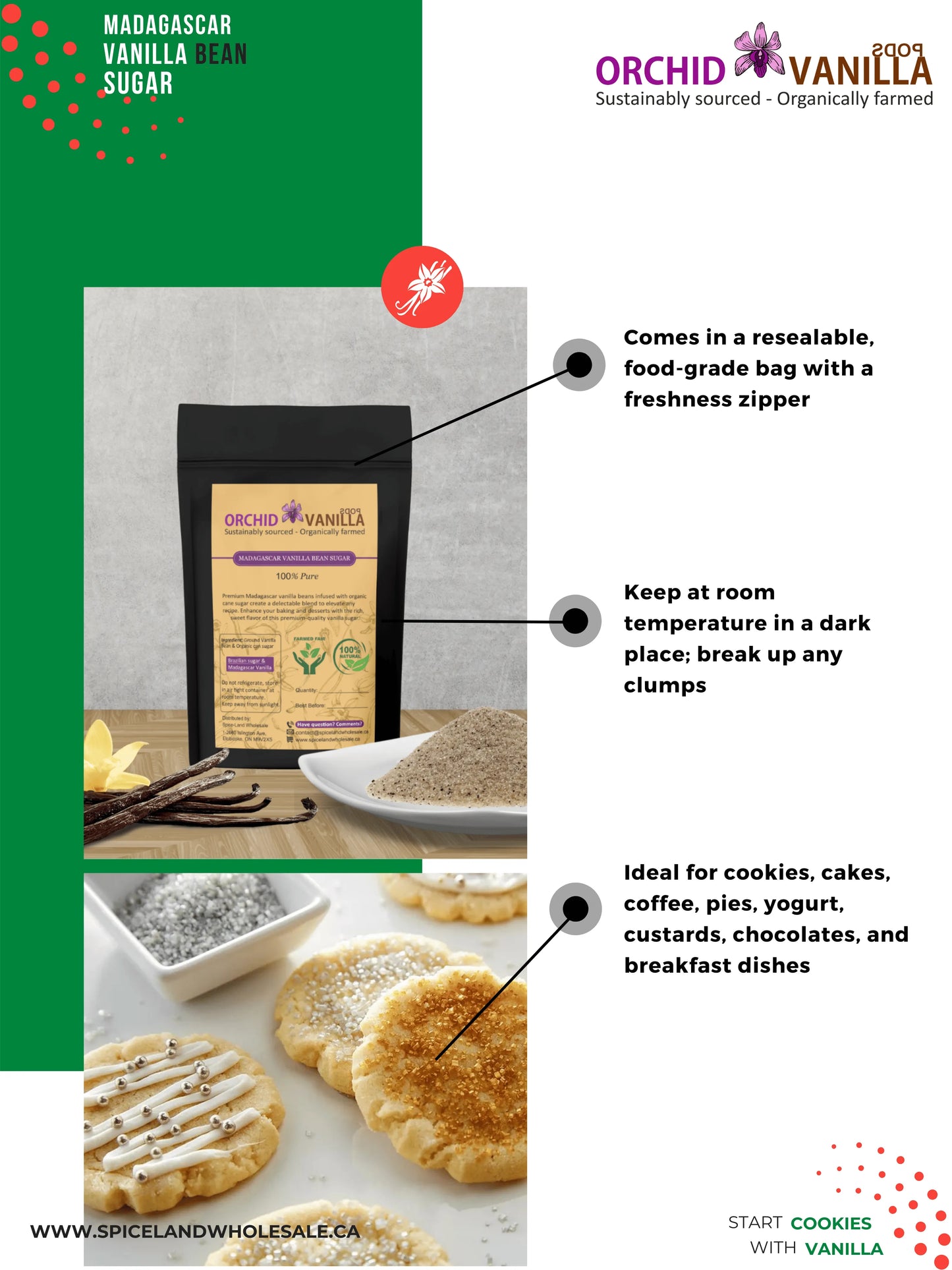 Madagascar Vanilla Bean Sugar <br> Made with Real Vanilla Pods & Pure Cane Sugar