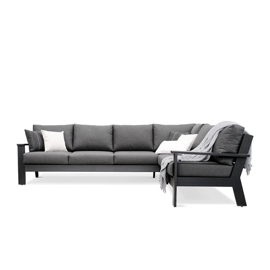 Sectionnel Magnolia en aluminium noir avec coussins Sunbrella®