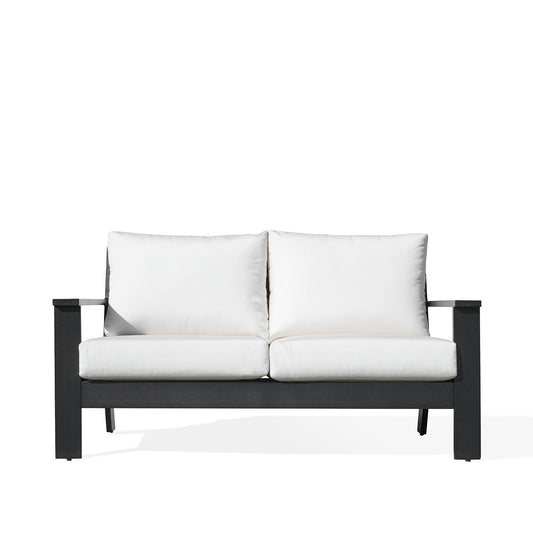 Causeuse Magnolia en aluminium noir avec coussins Sunbrella®