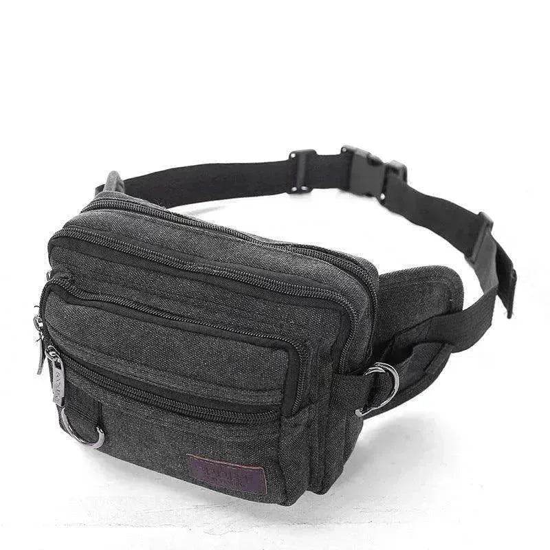 Canvas Fanny Pack With 4 Zipper Pockets Waist Bag