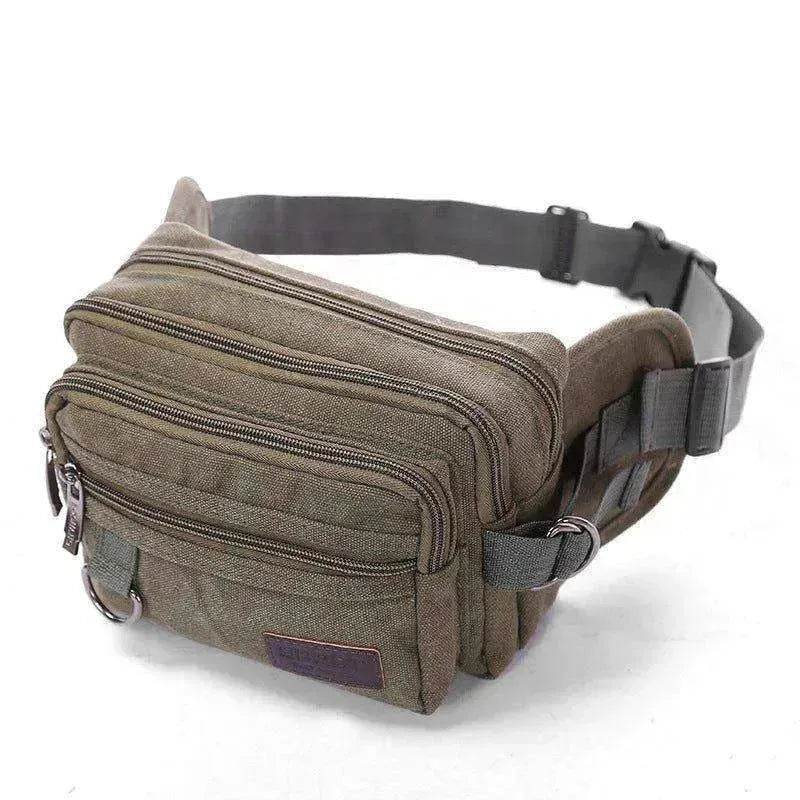 Canvas Fanny Pack With 4 Zipper Pockets Waist Bag