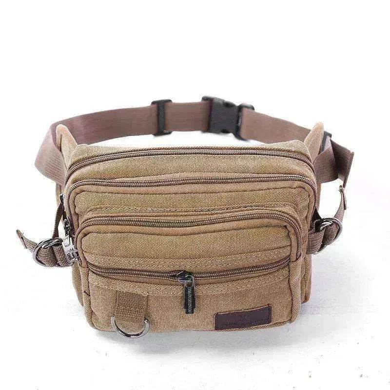 Canvas Fanny Pack With 4 Zipper Pockets Waist Bag